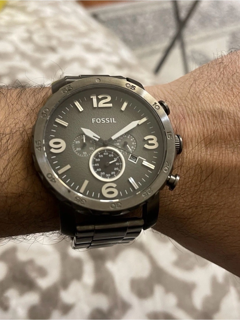 Fossil Nate Chronograph Smoke Quartz JR1437 Stainless Steel Watch